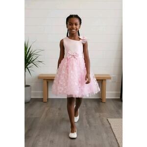 Pink Tulle Overlay Easter Pagent Church Party Butterfly Dress Size 2T